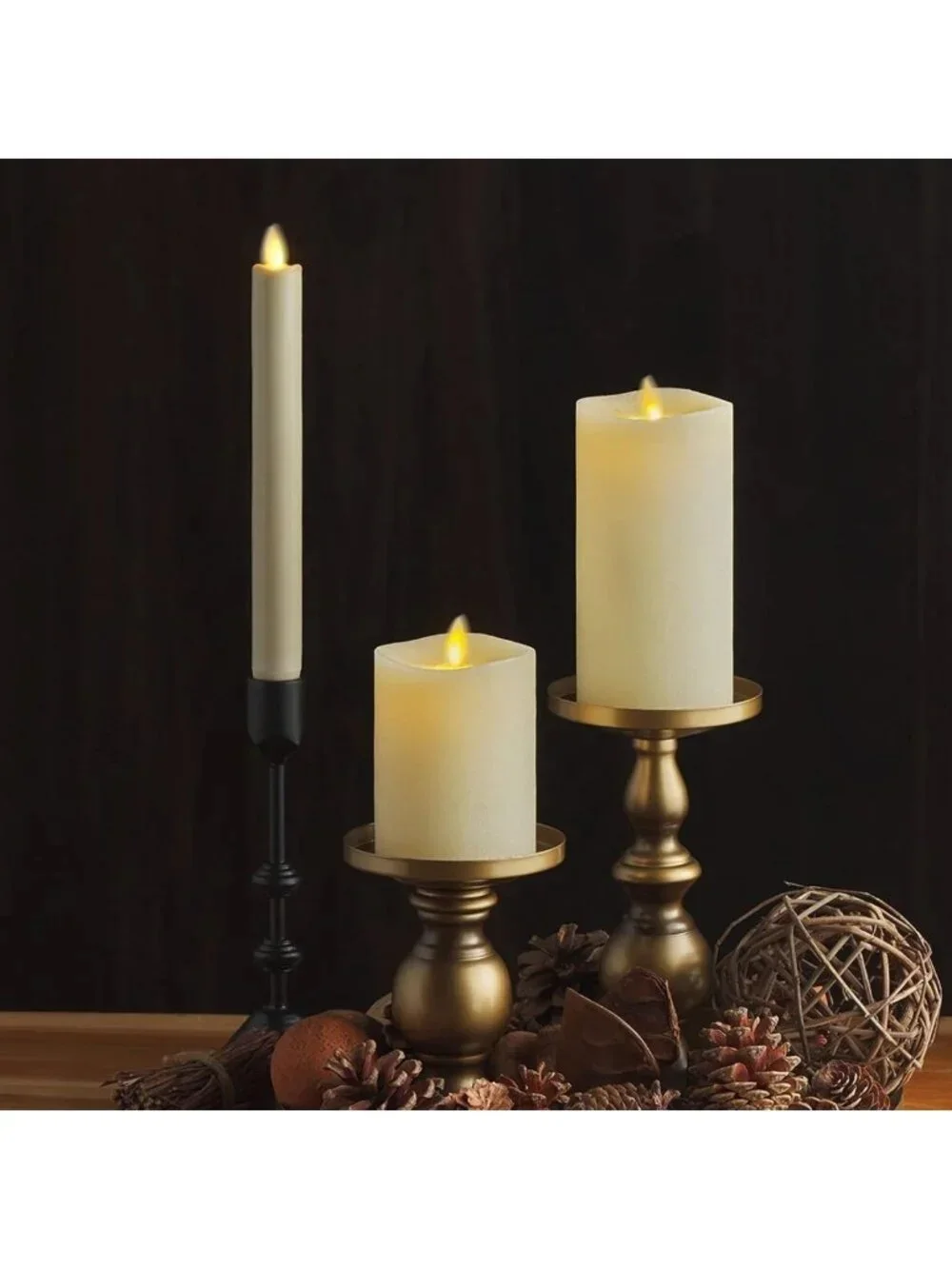 Realistic Flameless LED Pillar Candle - Ivory Flickering Flame - Indoor/Outdoor